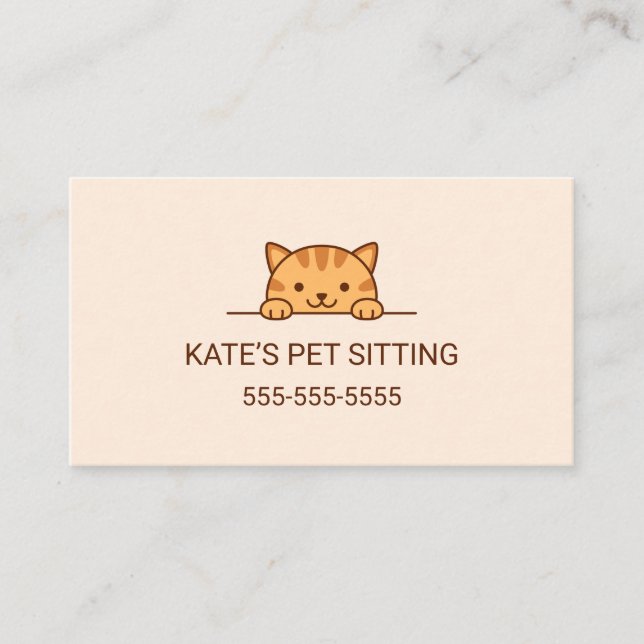 Carte De Visite Service De Séjour Pour Animaux De Compagnie Orange (Devant)