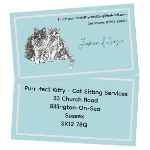 Carte De Visite Service De Sitting Chat Chats Noirs Et Blancs