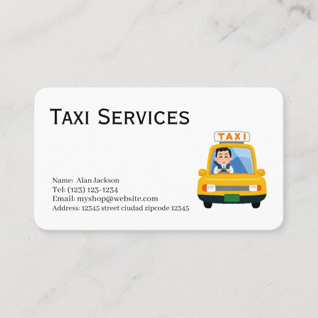 Carte De Visite Service de taxi (Devant)