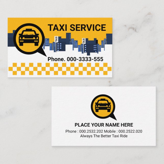Carte De Visite Service de taxi aérien de ville jaune (Devant / Derrière)