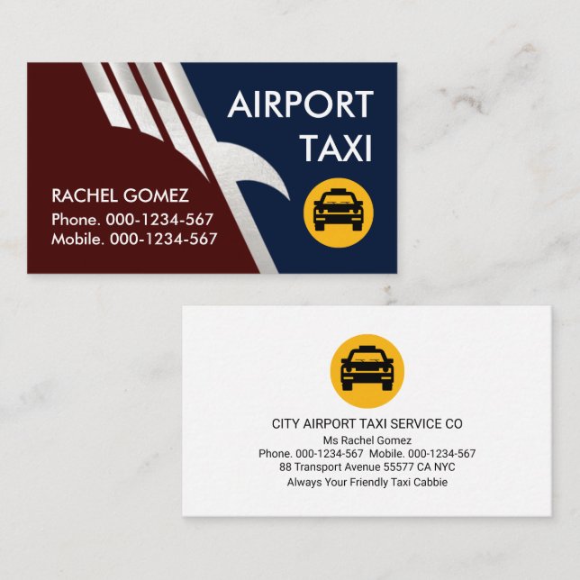 Carte De Visite Service de taxi d'aigle d'argent volant (Devant / Derrière)