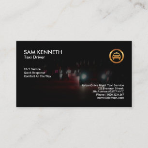Carte De Visite Service De Taxi De Bokeh Night Shift
