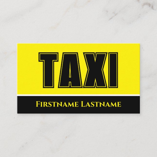 Carte De Visite Service de taxi de nuit TAXI jaune noir (Devant)