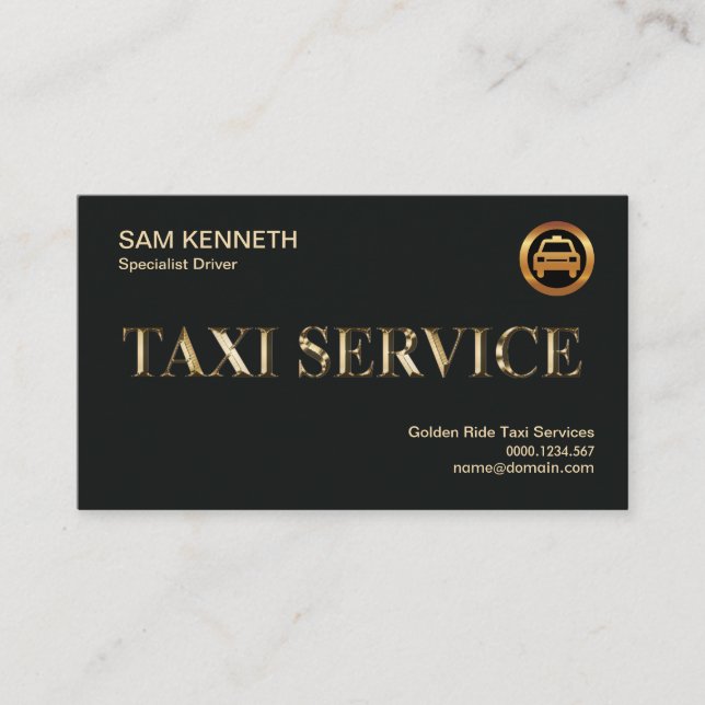 Carte De Visite Service De Taxi De Slogan De Faux Gold (Devant)