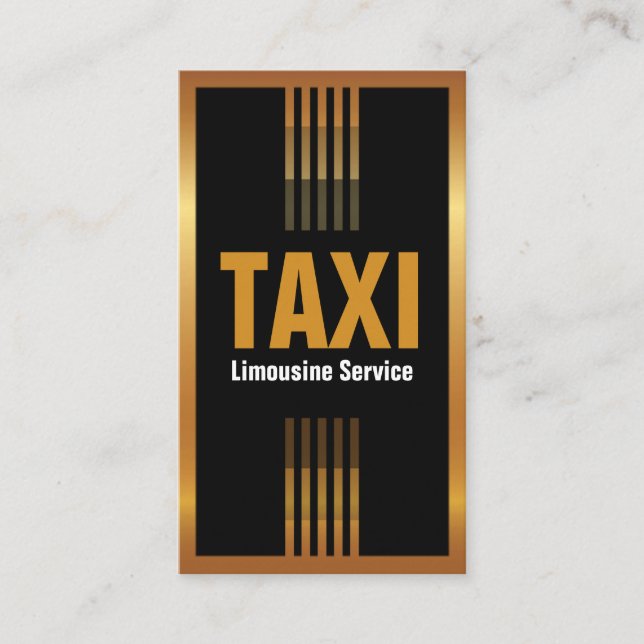 Carte De Visite Service de Taxi Limousine Gold Stripes Professionn (Devant)