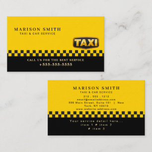 Carte De Visite Service de taxi professionnel