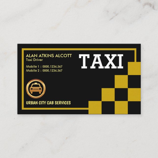 Carte De Visite Service de taxi rétroactif créatif des Carrés à ch (Devant)