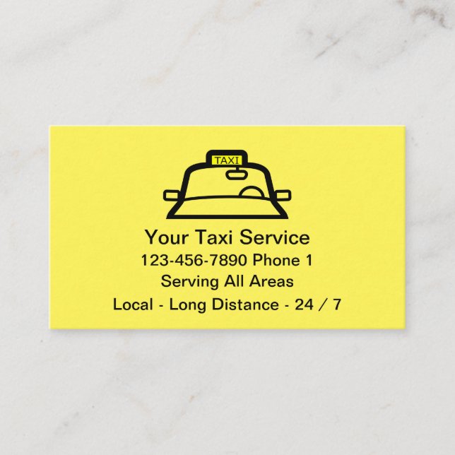 Carte De Visite Service de taxi simple et jaune (Devant)