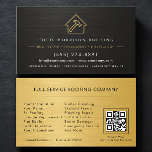 Carte De Visite Service de toiture moderne avec code QR