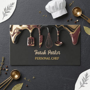 Carte De Visite Service de traiteur personnel chic et glamour