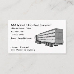 Carte De Visite Service De Transport Animaux Et Animaux