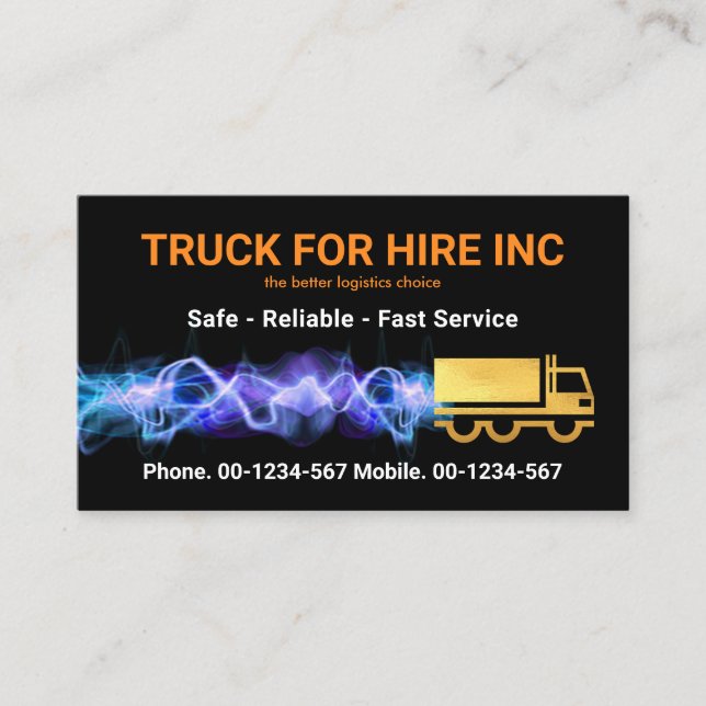 Carte De Visite Service de transport de camions rapides Lightning (Devant)