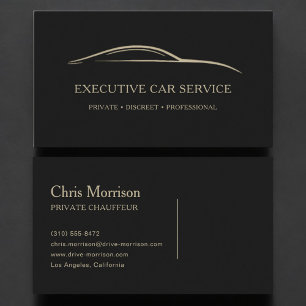 Carte De Visite Service de voiture de direction Black & Gold