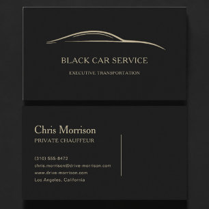 Carte De Visite Service de voiture noire Black & Gold
