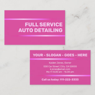 Carte De Visite Service de voiture rose simple et élégant Détail a