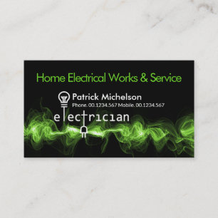 Carte De Visite Service d'électricien de foudre vert frappant