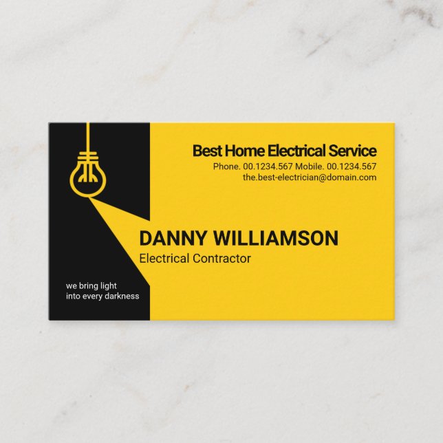 Carte De Visite Service d'électricien en ampoule électrique (Devant)