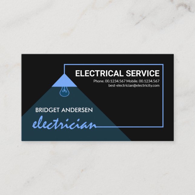 Carte De Visite Service d'électricien par câble électrique bleu (Devant)