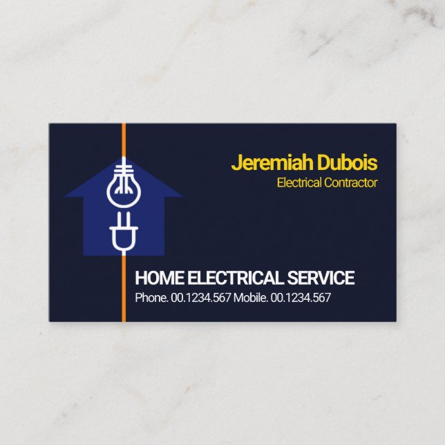 Carte De Visite Service d'électricité de la ligne Blue Home Electr (Devant)