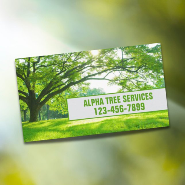 Carte De Visite Service d'enlèvement de l'arbre d'aménagement du t (Yard Lawn Care Landscaping Tree Trimming Service Business Card)