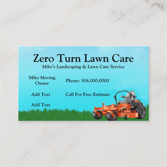 Carte De Visite Service d'entretien de la pelouse Zero Turn (Devant)