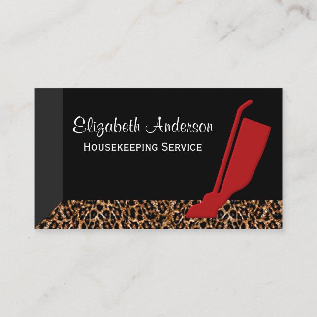 Carte De Visite Service d'entretien de Leopard Red Vacuum (Devant)