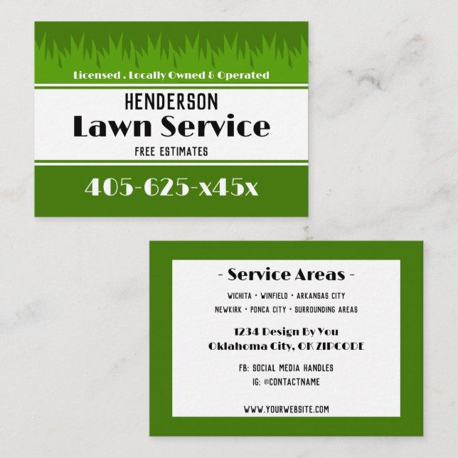 Carte De Visite Service d'entretien de pelouse (Devant / Derrière)