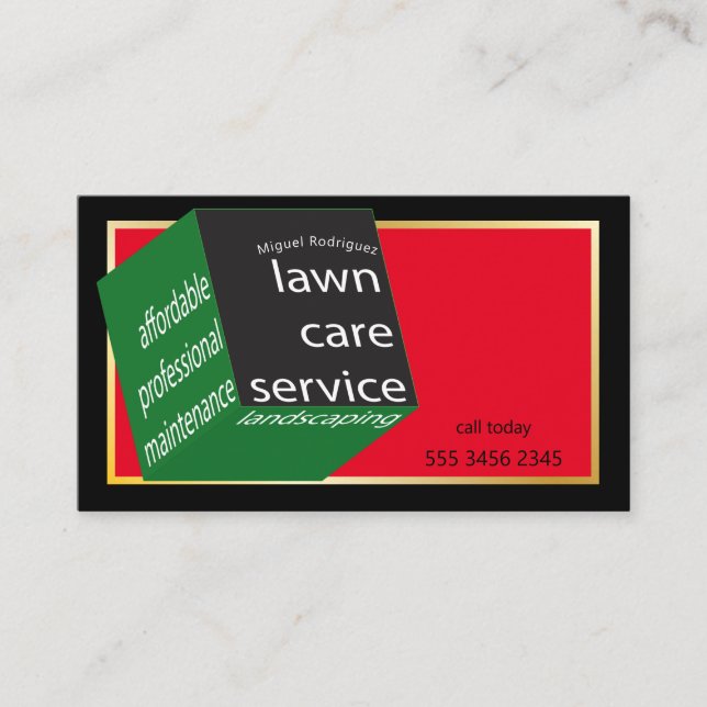 Carte De Visite Service d'entretien de pelouse Nouveau cube géomét (Devant)