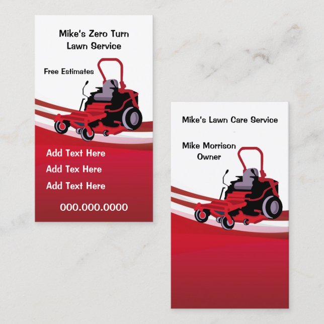Carte De Visite Service d'entretien de pelouse Red Zero Turn (Devant / Derrière)