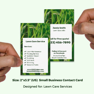 Carte De Visite Service d'entretien de pelouse vert blanc appelez