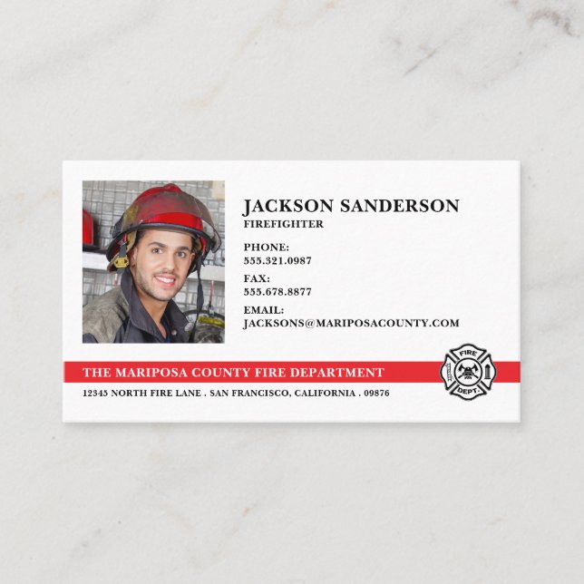 Carte De Visite Service des incendies Logo des pompiers Photo pomp (Devant)