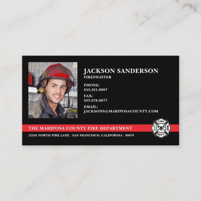 Carte De Visite Service des incendies Logo des pompiers Photo pomp (Devant)