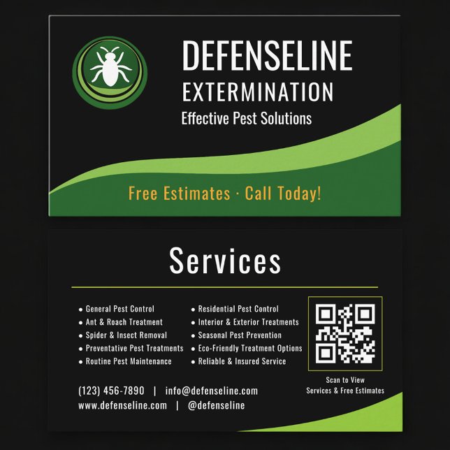 Carte De Visite Service d'extermination Code QR Professionnel  (Créateur téléchargé)