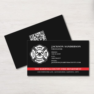 Carte De Visite Service d'incendie personnalisé Code QR du pompier