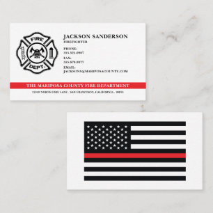 Carte De Visite Service d'incendie personnalisé Pompier Red Line L