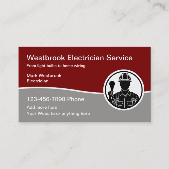 Carte De Visite Service Électricien Moderne Avec Logo Grahic (Devant)