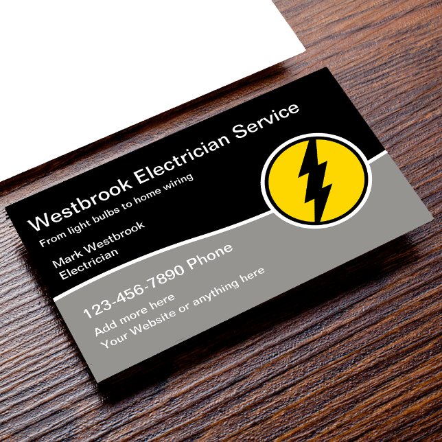 Carte De Visite Service Électricien Moderne Avec Modèle Logo (Créateur téléchargé)