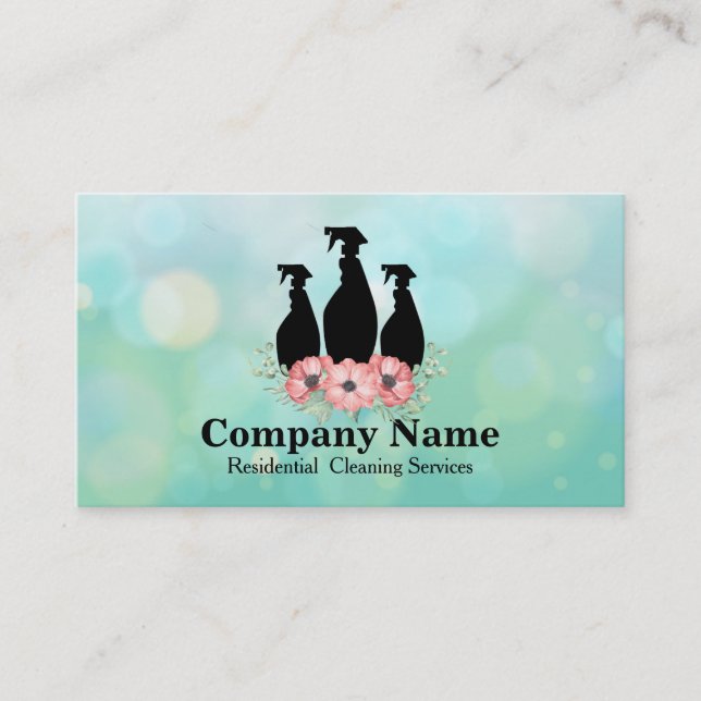 Carte De Visite Service Élégant de nettoyage Parties scintillant B (Devant)
