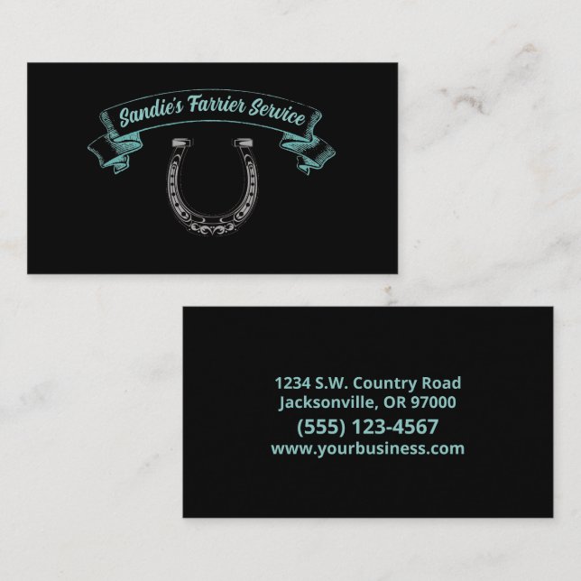 Carte De Visite Service Farrier Horseshoe (Devant / Derrière)