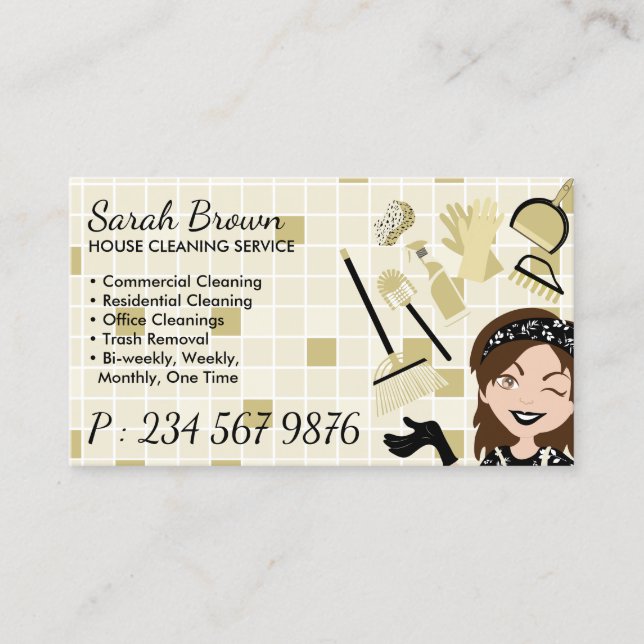 Carte De Visite Service Janitorial de nettoyage des bains en ivoir (Devant)