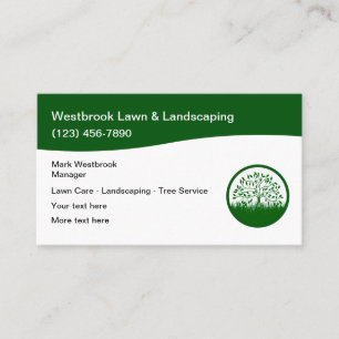 Carte De Visite Service Local De Pelouses Et D'Arbres Paysagers