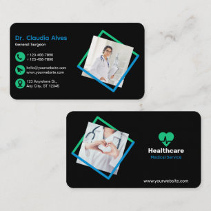 Carte De Visite Service Médicale moderne et créatif Noir