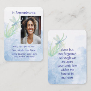 Carte De Visite Service Memorial Merci Dragonfly Watercolor Art