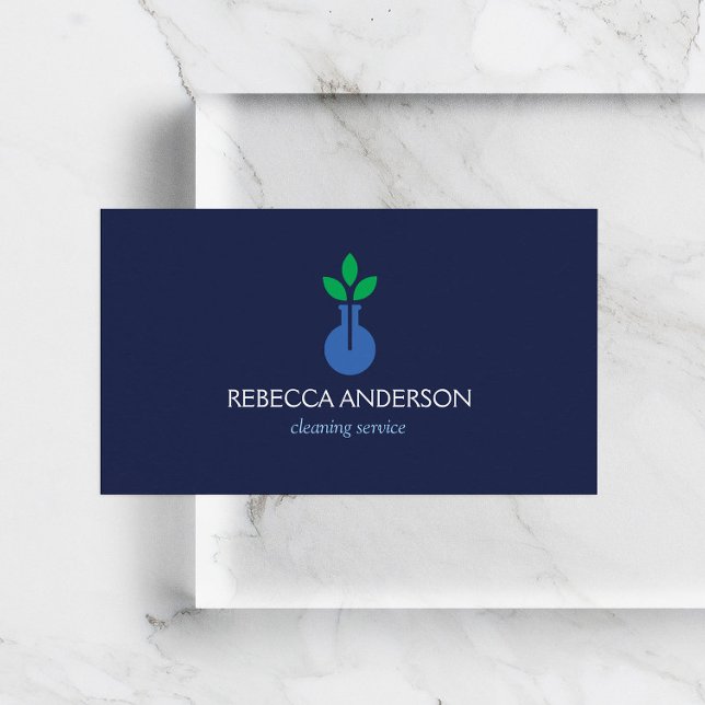 Carte De Visite Service moderne de nettoyage du logo Vase Bleu fon (Créateur téléchargé)