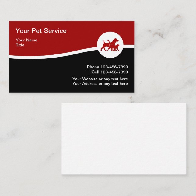 Carte De Visite Service moderne pour animaux de compagnie de chat  (Devant / Derrière)
