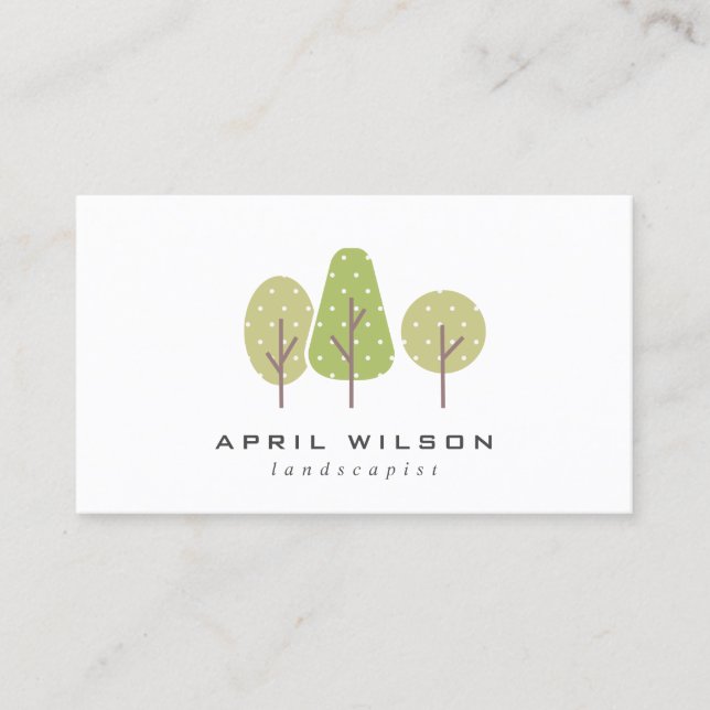 CARTE DE VISITE SERVICE PAYSAGE PASTEL GREEN TREE TRIO PAYSAGE (Devant)