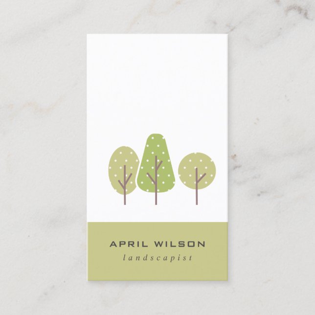 CARTE DE VISITE SERVICE PAYSAGE PASTEL GREEN TREE TRIO PAYSAGE (Devant)