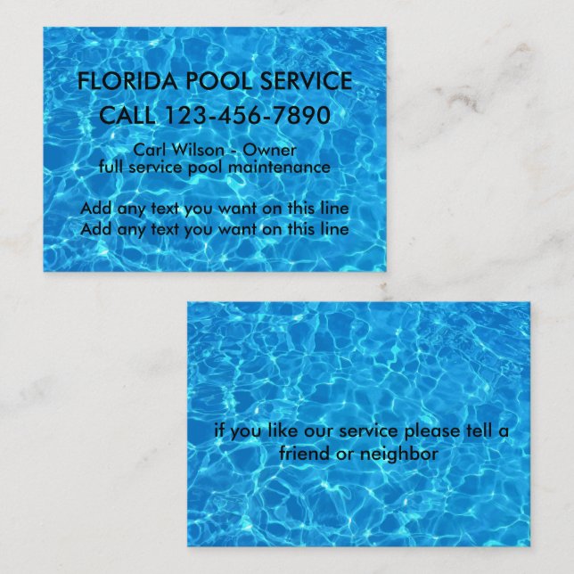 Carte De Visite Service Piscine cool (Devant / Derrière)