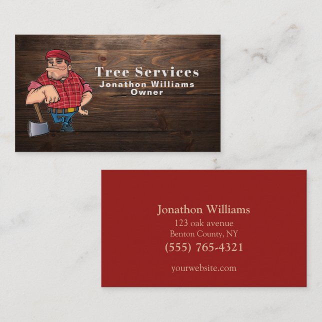 Carte De Visite Service professionnel d'ajustement en bois Logger  (Devant / Derrière)