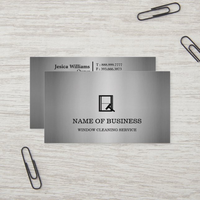 Carte De Visite Service professionnel de nettoyage de vitres avec  (Devant/Arrière en situation)